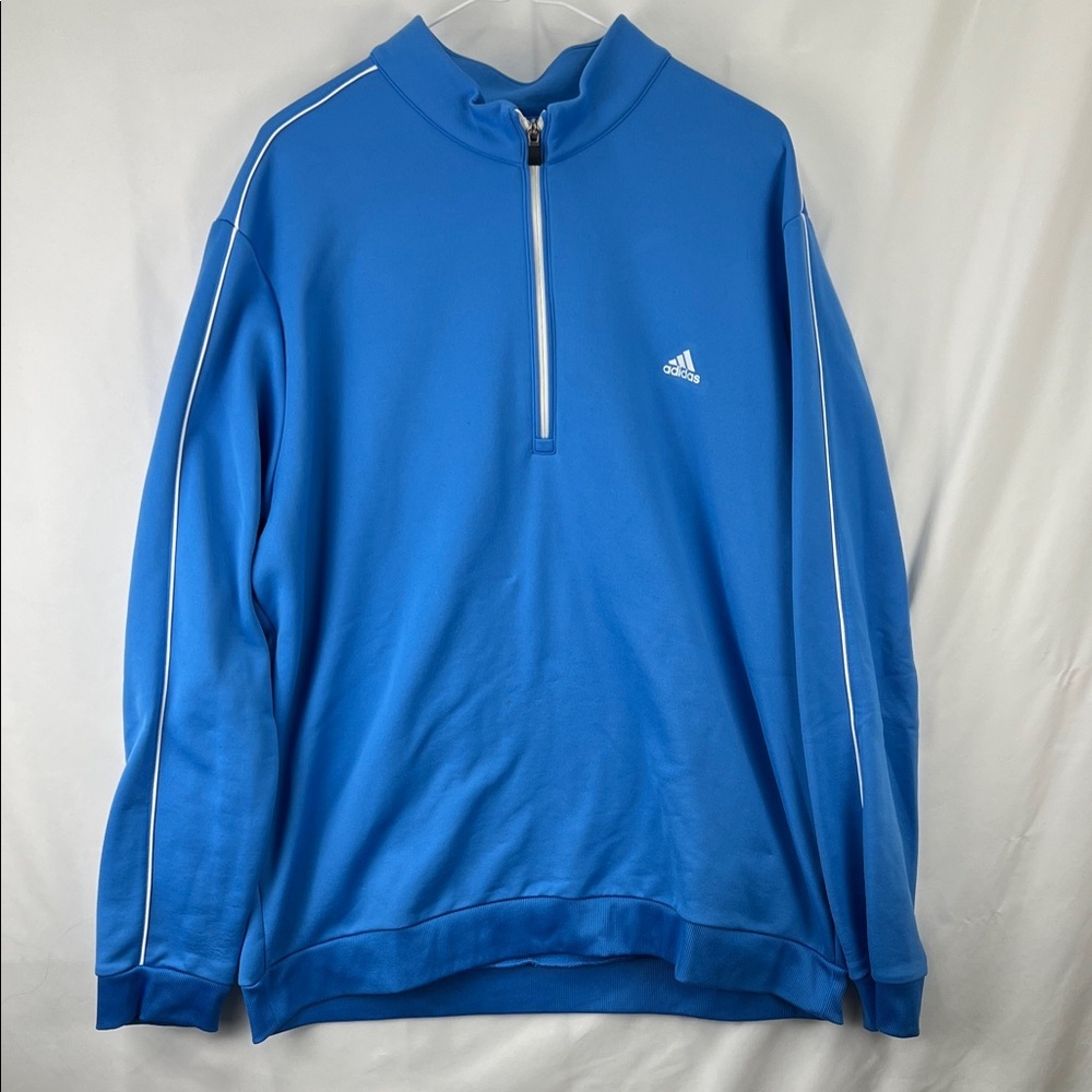 Men’s Pullover - Adidas - 1/4 zip - Bright Blue and White - Size XL